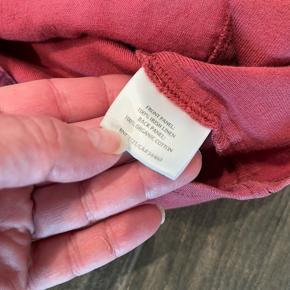 Eileen Fisher Womens Irish Linen Button-Up Shirt Coral Roll-Tab Sleeves Sz M - Picture 7 of 10